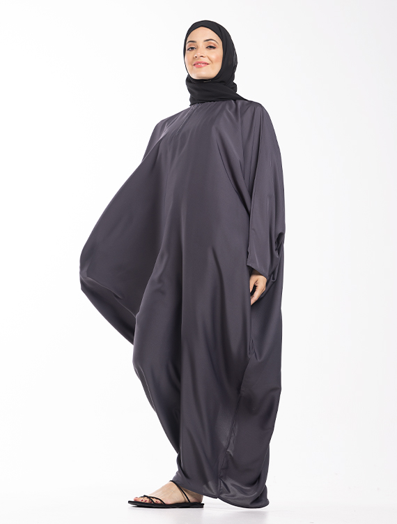Grey Zip Batwing Abaya